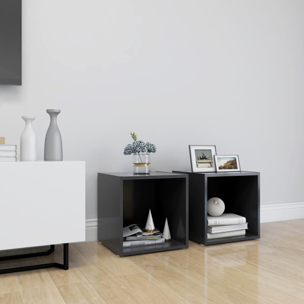 vidaXL 2x TV Cabinets Grey Engineered Wood Hifi Unit Furniture HiFi Cabinet