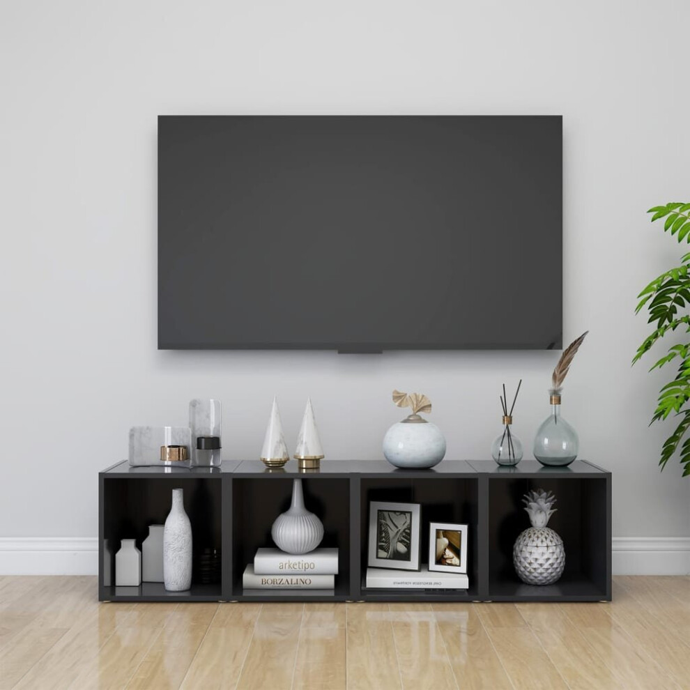 vidaXL 4x TV Cabinets Grey Engineered Wood Hifi Unit Furniture HiFi Cabinet