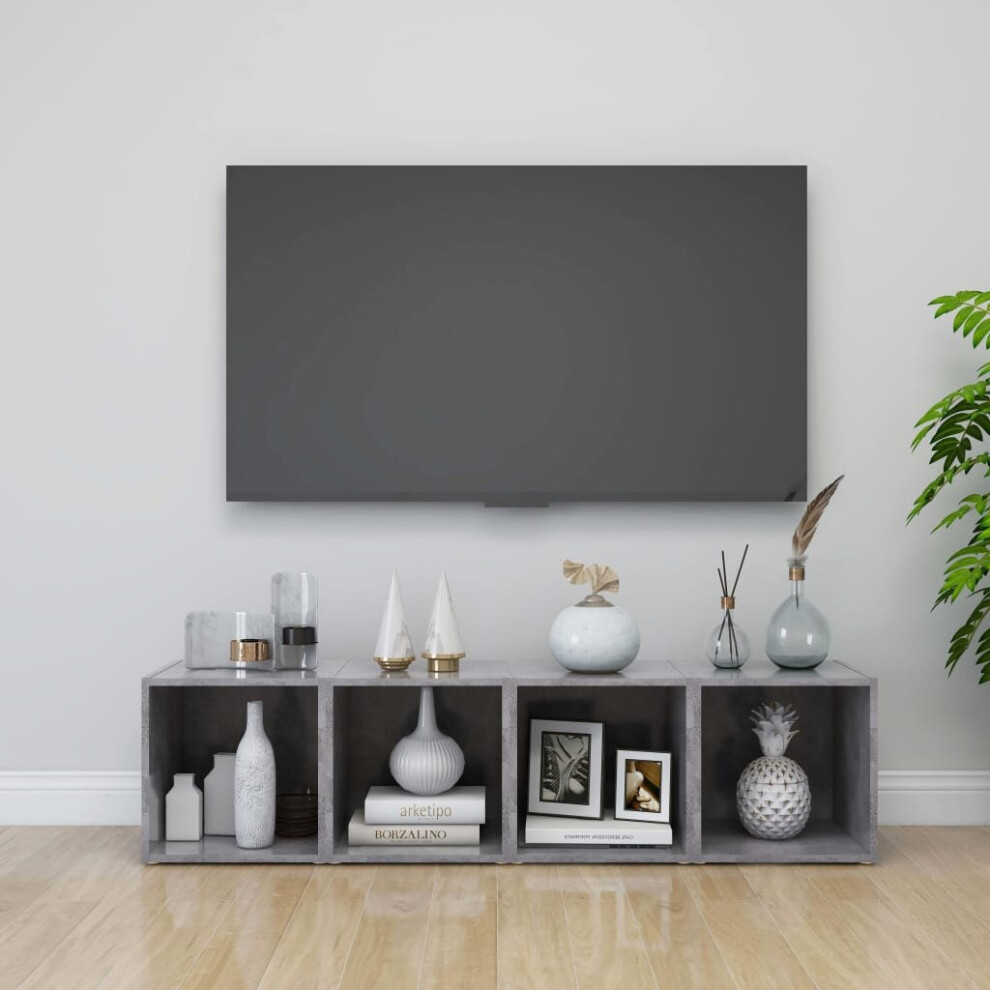 Vidaxl 4X Tv Cabinets Concrete Grey Engineered Wood Unit Furniture Cabinet