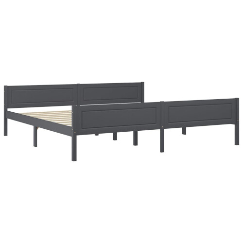 VidaXL vidaXL Solid Wood Pine Bed Frame Grey 200x200 cm Wooden Bedstead Bed Base 1