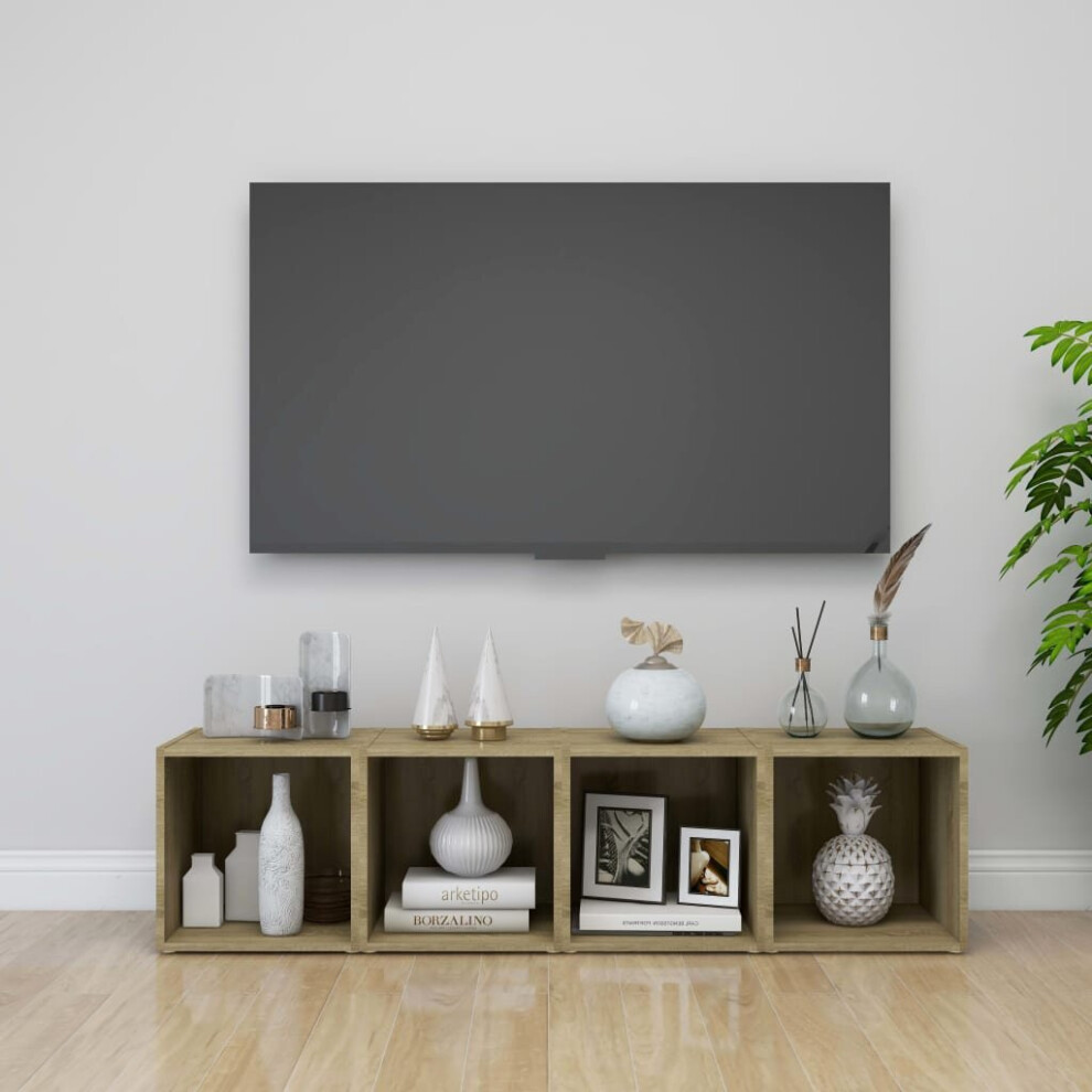 vidaXL 4x TV Cabinets Sonoma Oak Engineered Wood Home Unit Furniture Cabinet