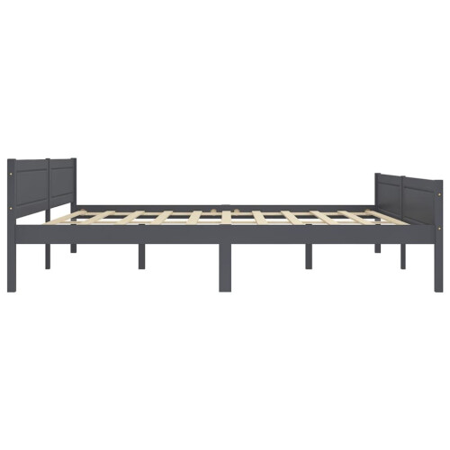 VidaXL vidaXL Solid Wood Pine Bed Frame Grey 200x200 cm Wooden Bedstead Bed Base 2
