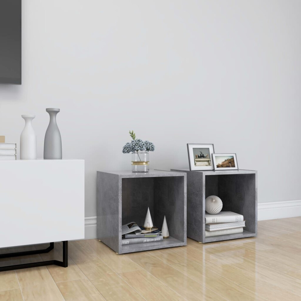 Vidaxl 2X Tv Cabinets Concrete Grey Engineered Wood Unit Furniture Cabinet