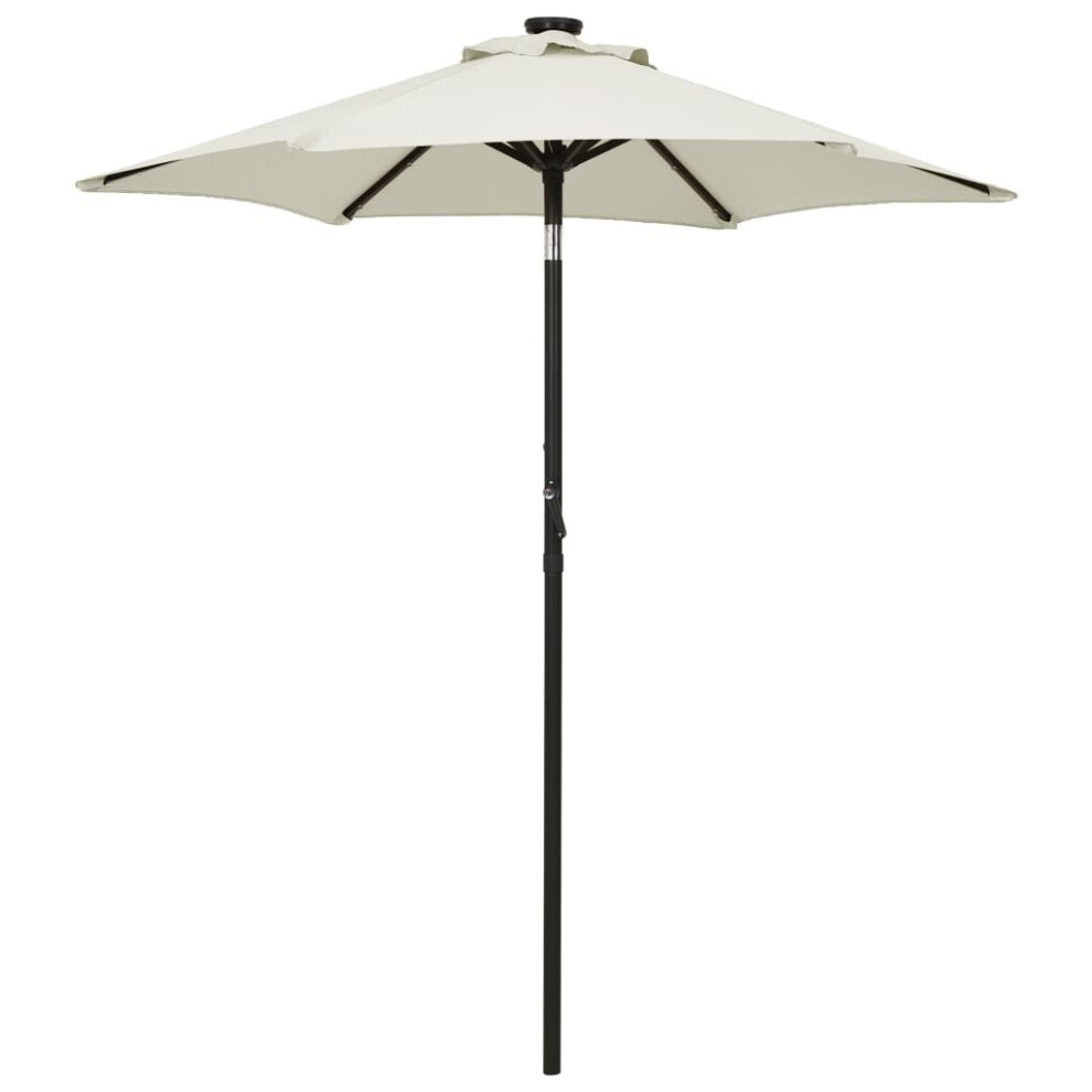 Vidaxl Garden Parasol With Led Lights Sunshade Outdoor Umbrella Sand Aluminium