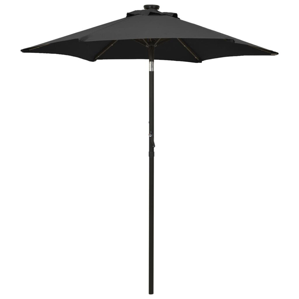 Vidaxl Garden Parasol With Led Lights Canopy Outdoor Umbrella Black Aluminium