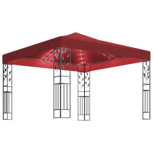 vidaXL Gazebo with LED String Lights 3x3 m Wine Red Outdoor Pavilion Sunshade