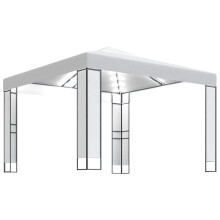 vidaXL Pavillon mit Doppeldach & LED-Lichterkette 3x3 m Weiß
