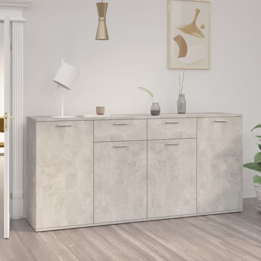 VidaXL Sideboard Concrete Grey 160x36x75 cm Engineered Wood - Image 2
