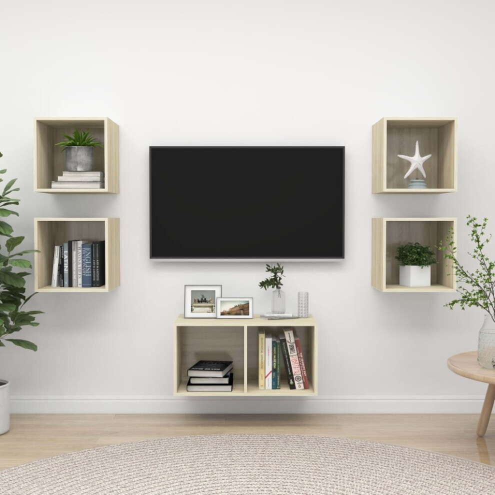 Vidaxl Tv Cabinet Set 5 Piece Sonoma Oak Engineered Wood Tv Unit Hifi Cabinet