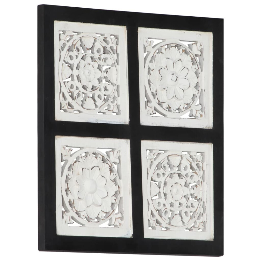 vidaXL Hand-Carved Wall Panel MDF 40x40x1.5 cm Black and White Decoration