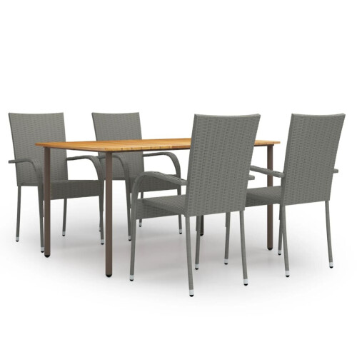 VidaXL vidaXL 5-tlg. Garten-Essgruppe Poly Rattan Grau