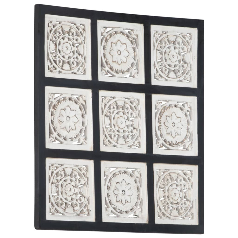 vidaXL Hand-Carved Wall Panel MDF 60x60x1.5 cm Black and White Decoration