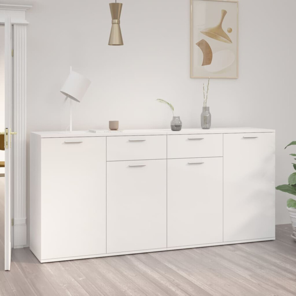 vidaXL Sideboard High Gloss White 160x36x75 cm Chipboard Cupboard Furniture