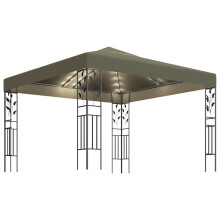 vidaXL Gazebo with LED String Lights 3x3 m Taupe 180 g/m² Outdoor Sunshade Tent