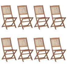 vidaXL 8x Solid Acacia Wood Folding Outdoor Chairs Furniture Garden Seating