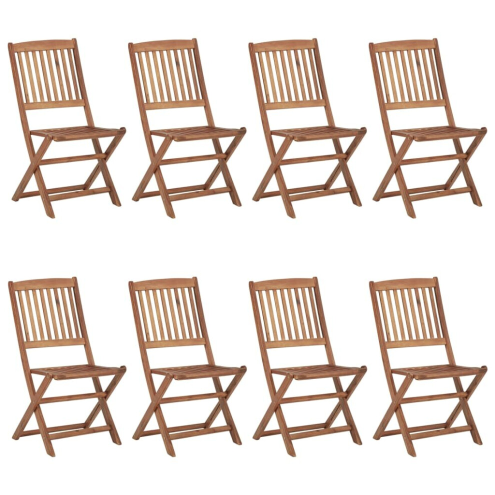 Vidaxl 8X Solid Acacia Wood Folding Outdoor Chairs Furniture Garden Seating Brown