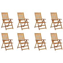 vidaXL 8x Solid Acacia Wood Folding Garden Chairs Wooden Home Furniture Set