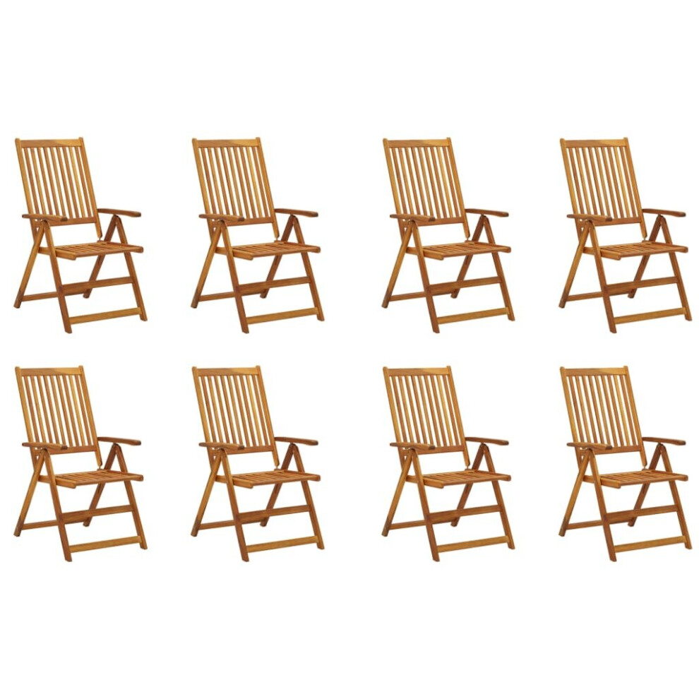Vidaxl 8X Solid Acacia Wood Folding Garden Chairs Wooden Home Furniture Set Brown