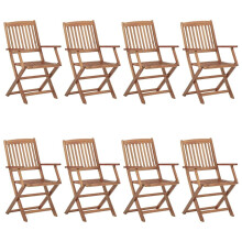 vidaXL 8x Solid Acacia Wood Folding Outdoor Chairs Furniture Garden Seating