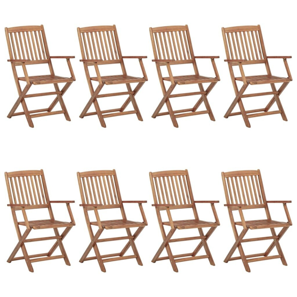 Vidaxl 8X Solid Acacia Wood Folding Outdoor Chairs Furniture Garden Seating Brown