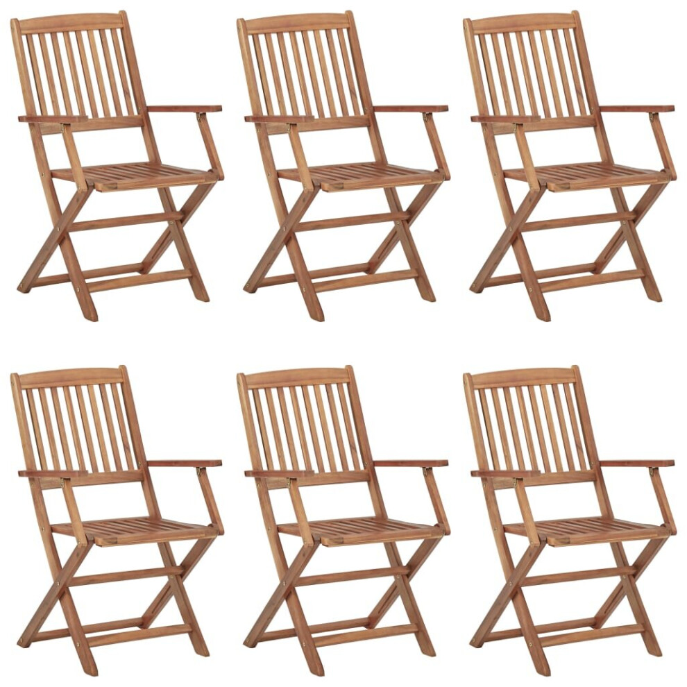 Vidaxl 6X Solid Acacia Wood Folding Outdoor Chairs Furniture Garden Seating Brown