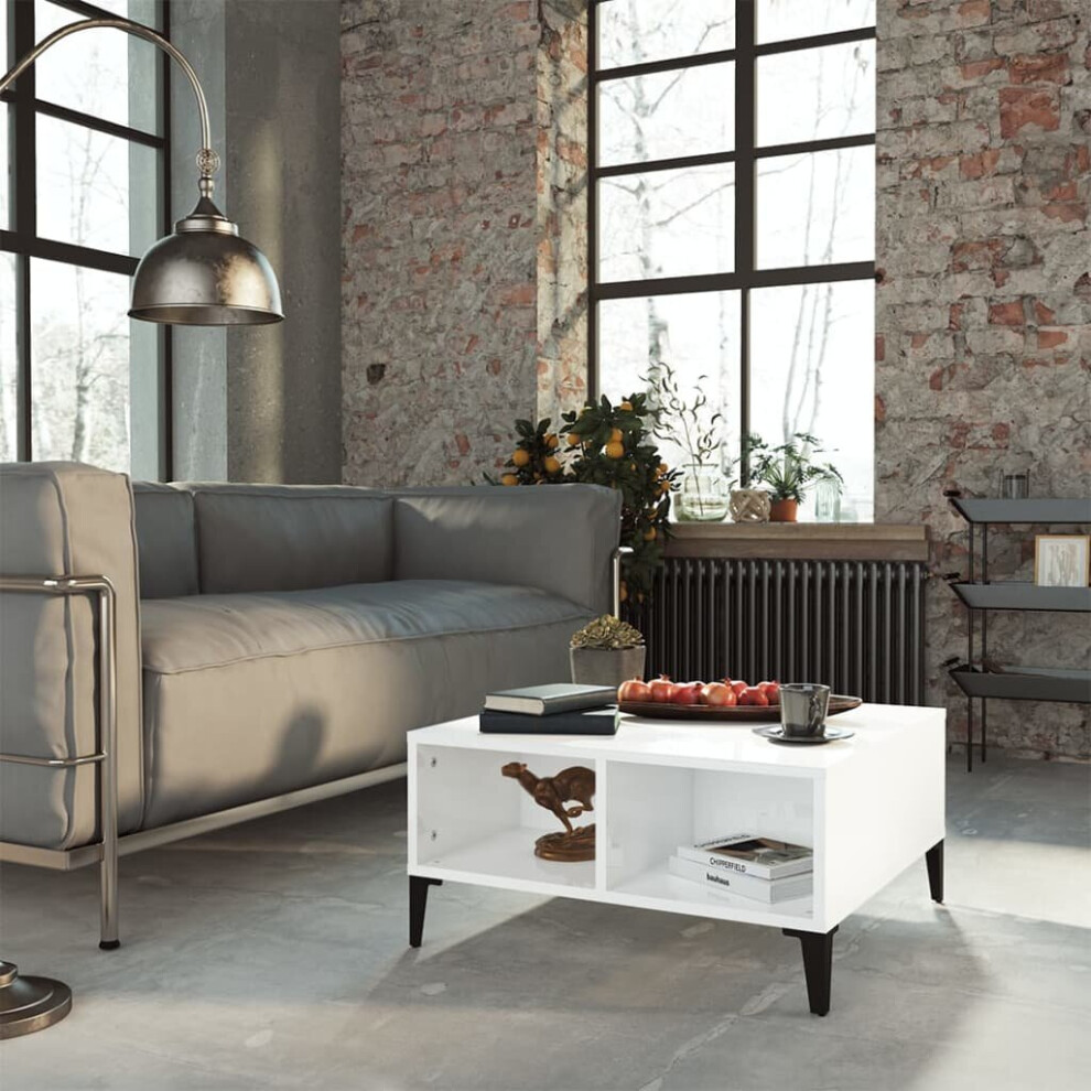 vidaXL Coffee Table High Gloss White Engineered Wood Indoor Furniture Table