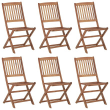 vidaXL 6x Solid Acacia Wood Folding Outdoor Chairs – Weather-Resistant Garden Dining Seating (3074938)
