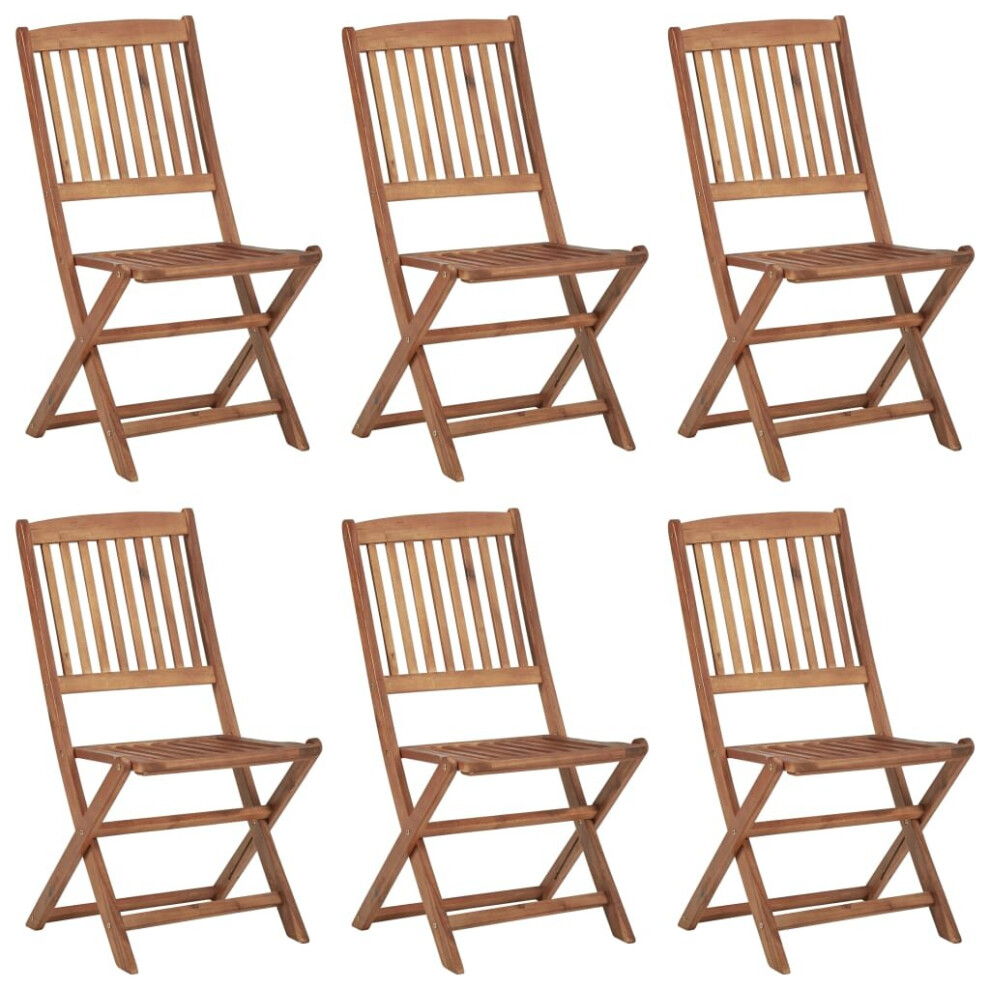Vidaxl 6X Solid Acacia Wood Folding Outdoor Chairs – Weather-Resistant Garden Dining Seating (3074938)