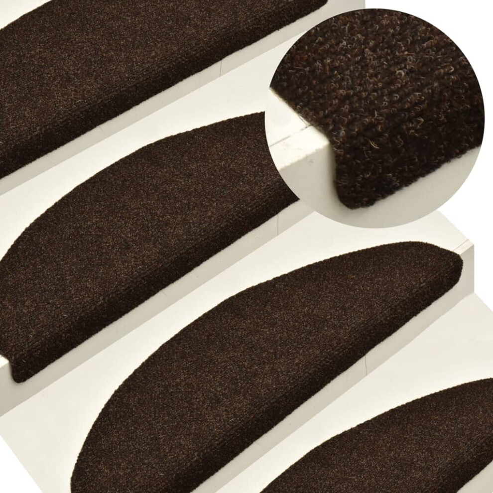 Vidaxl 10X Self-Adhesive Stair Mats Brown 65X21x4 Cm Needle Punch Stair Rug
