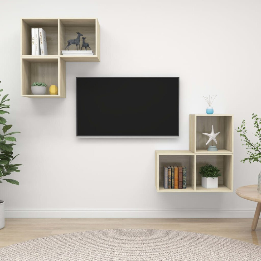 Vidaxl Tv Cabinet Set 4 Piece Sonoma Oak Engineered Wood Tv Unit Hifi Cabinet