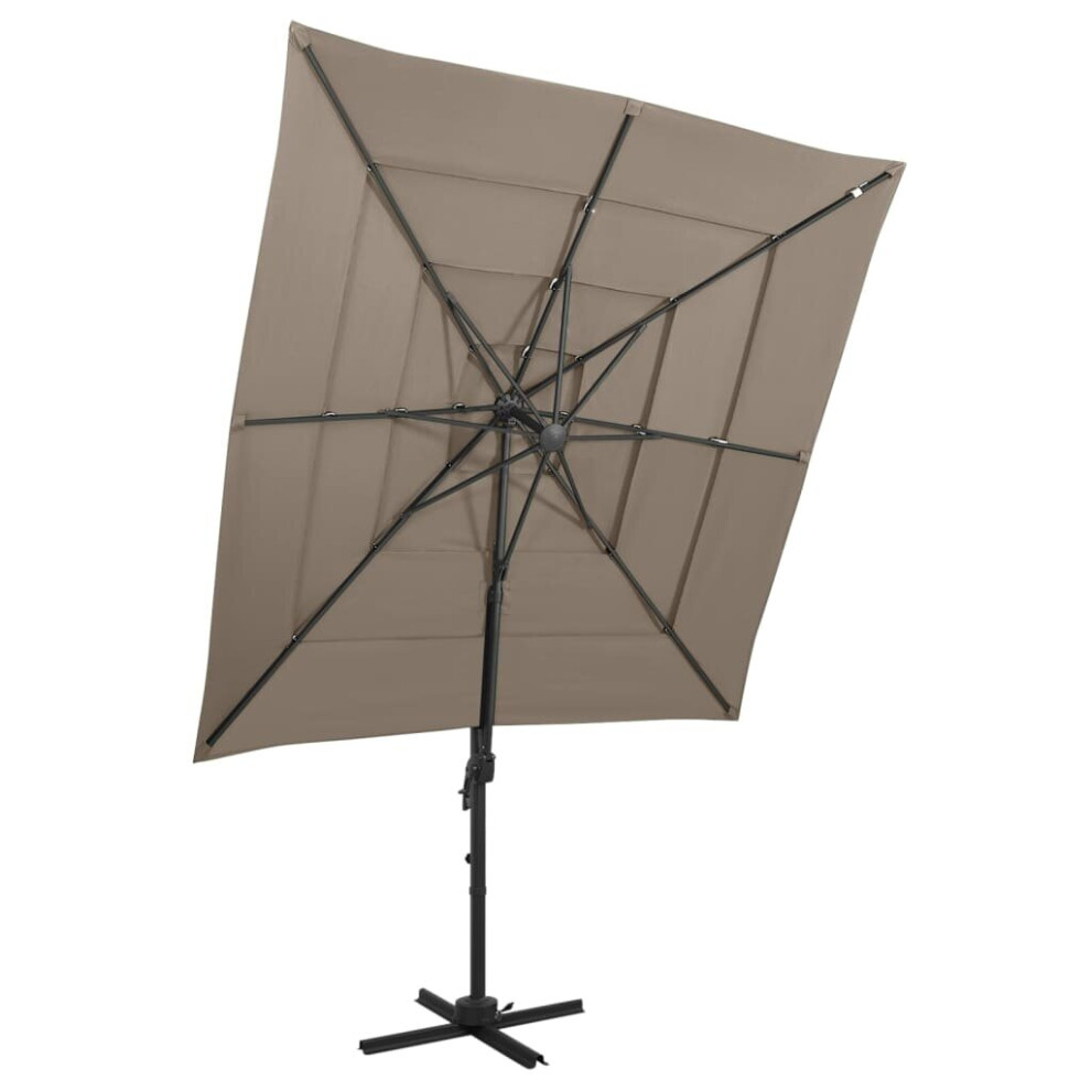 Vidaxl 4-Tier Garden Parasol With Aluminium Pole Canopy Outdoor Umbrella Taupe