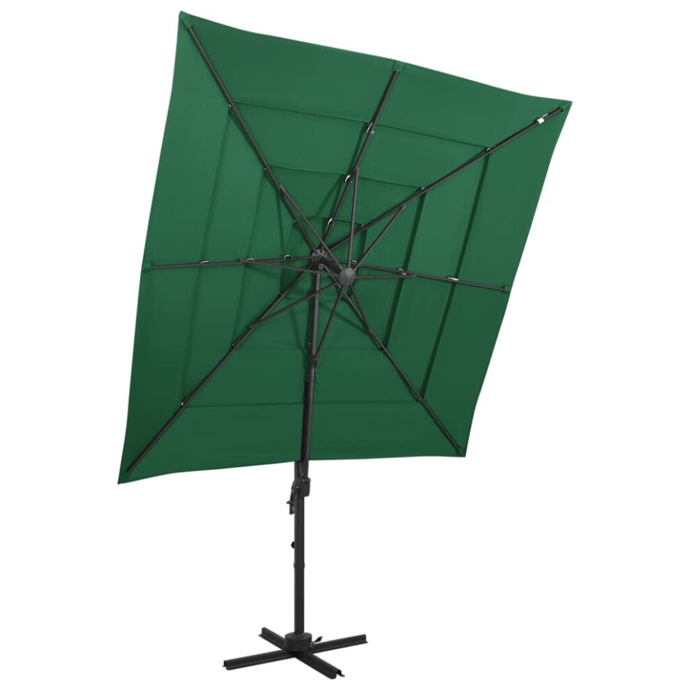 vidaXL 4-Tier Parasol with Aluminium Pole Green Outdoor Umbrella Sun Shelter