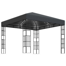 vidaXL Gazebo with LED String Lights 3x3m Anthracite Outdoor Pavilion Sunshade