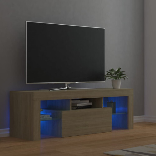 vidaXL TV Cabinet with LED Lights Sonoma Oak Hifi Stand TV Unit Hifi Cabinet