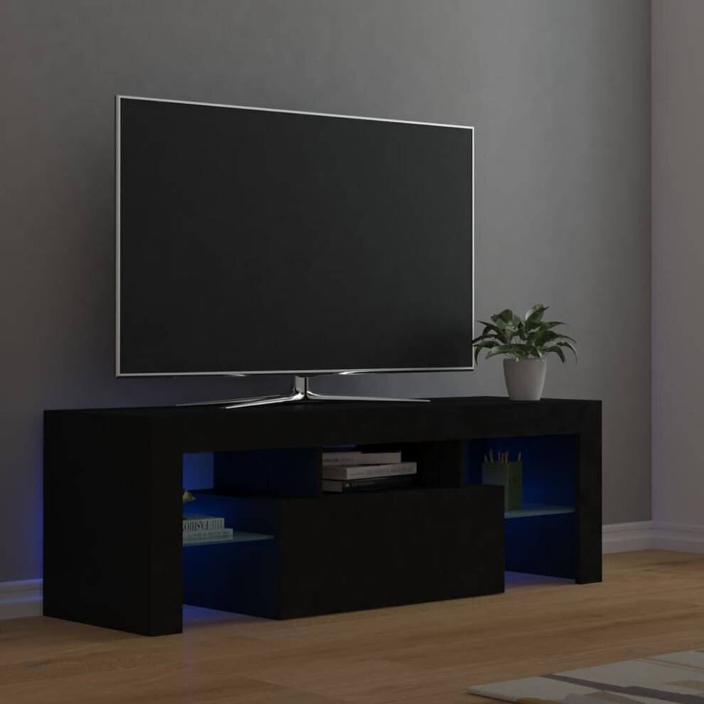 vidaXL TV Cabinet With LED Lights Black Hifi Stand Desk Living Room Furniture