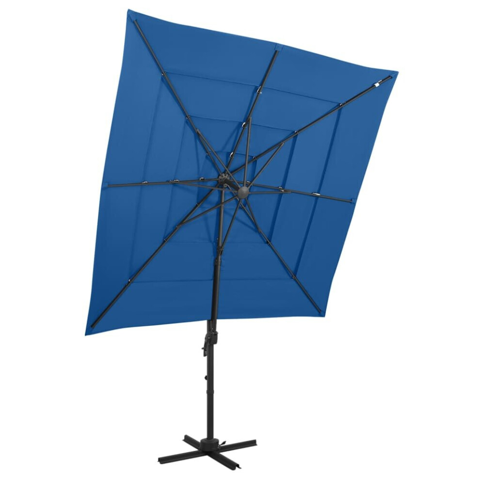 vidaXL 4-Tier Parasol with Aluminium Pole Azure Blue Outdoor Umbrella Sunshade