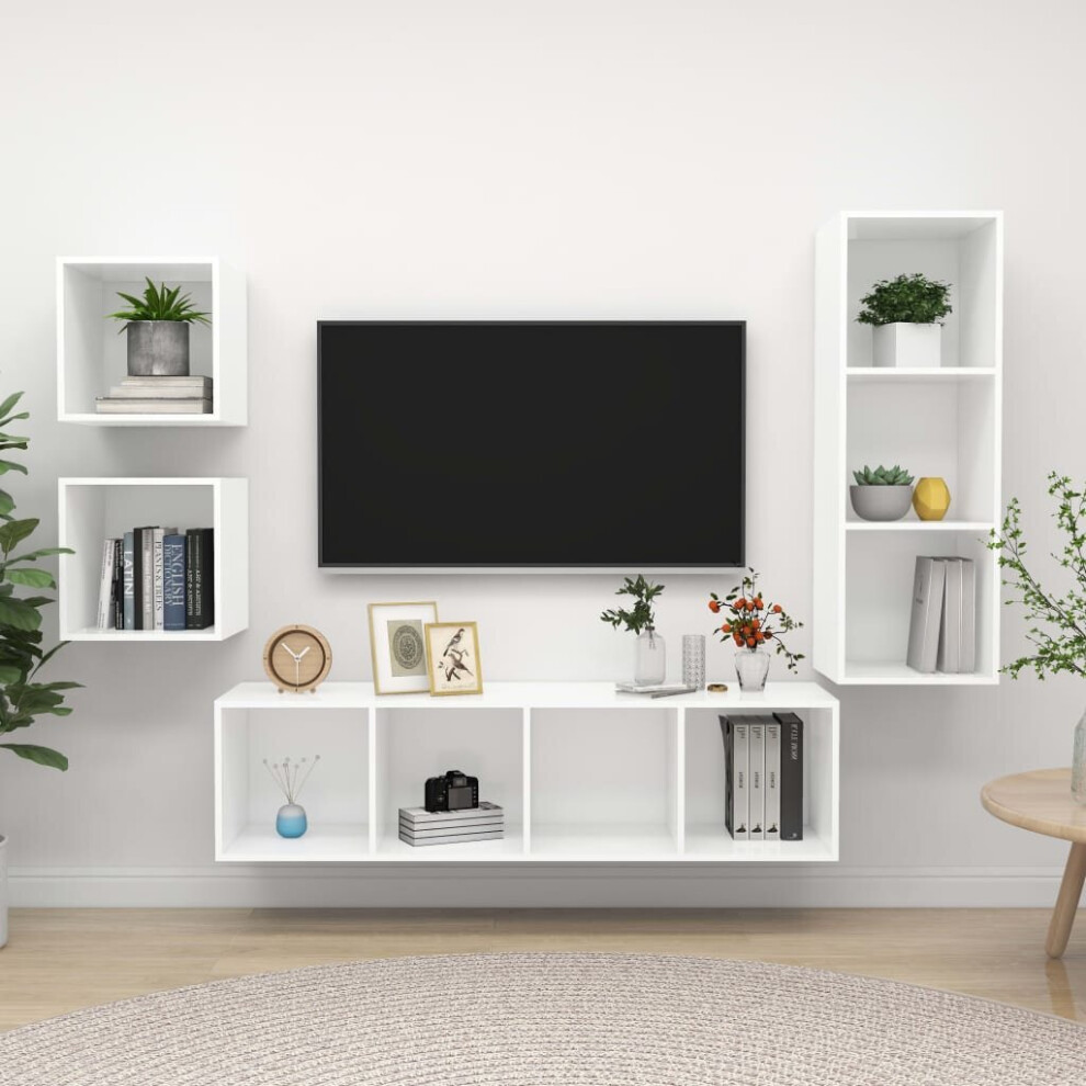 Photos - Mount/Stand VidaXL TV Cabinet Set 4 Piece White Engineered Wood Hanging TV Unit Cabinet White 3079772