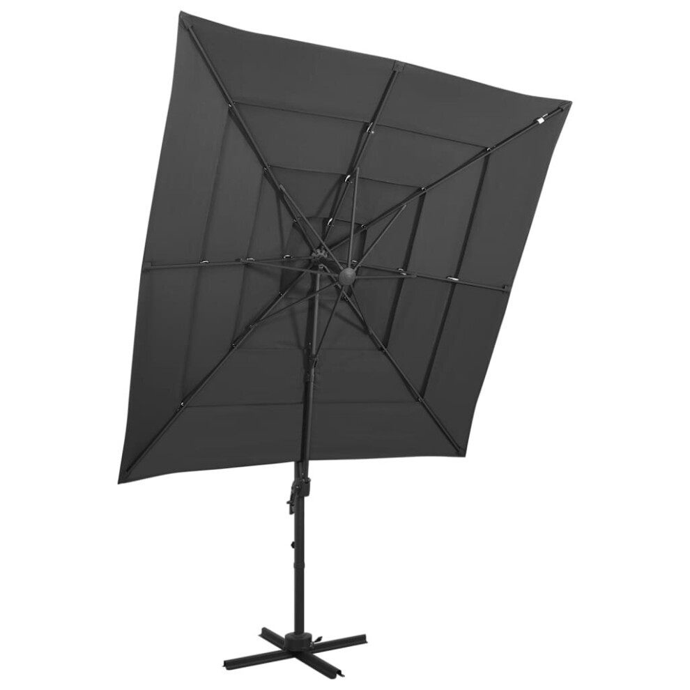 Vidaxl 4-Tier Garden Parasol With Aluminium Pole Outdoor Umbrella Anthracite
