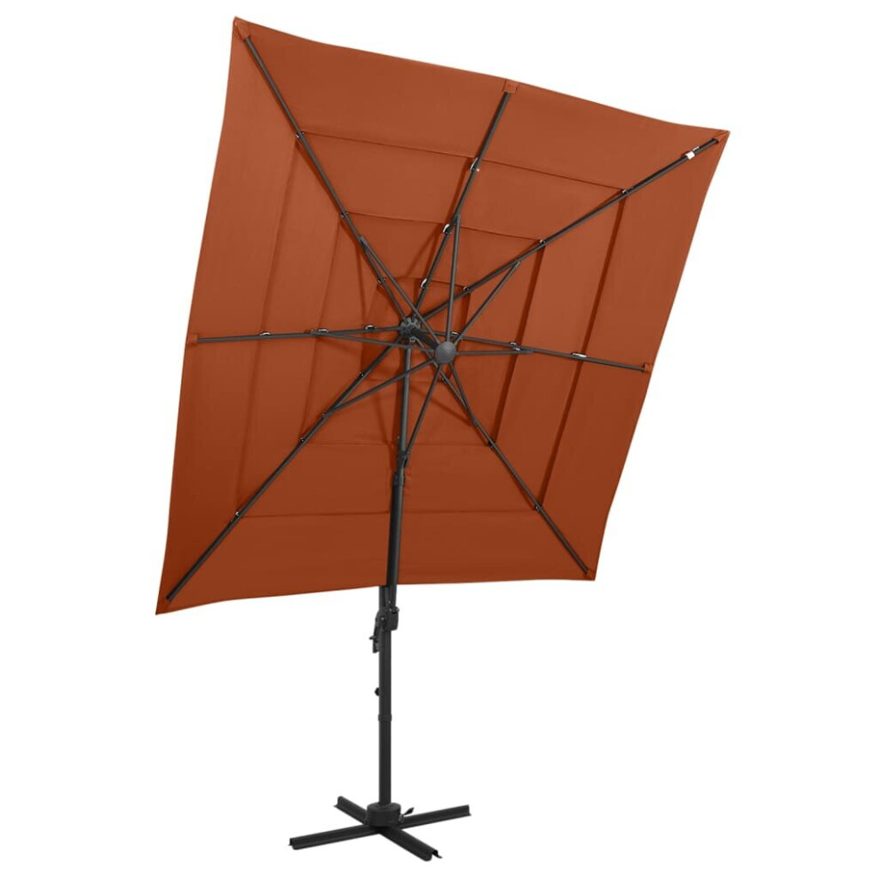 vidaXL 4-Tier Parasol with Aluminium Pole Terracotta Outdoor Umbrella Sunshade