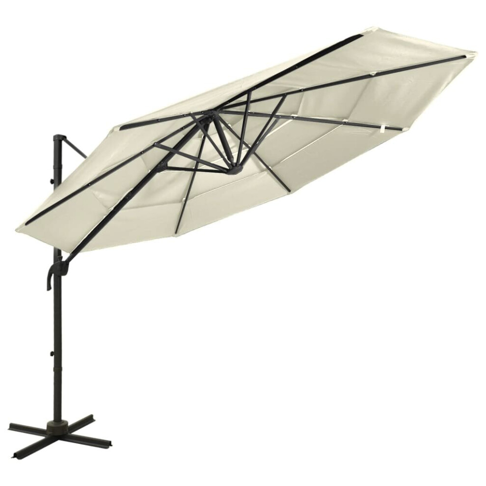 vidaXL 4-Tier Parasol with Aluminium Pole Sand 3x3 m Outdoor Umbrella Sunshade