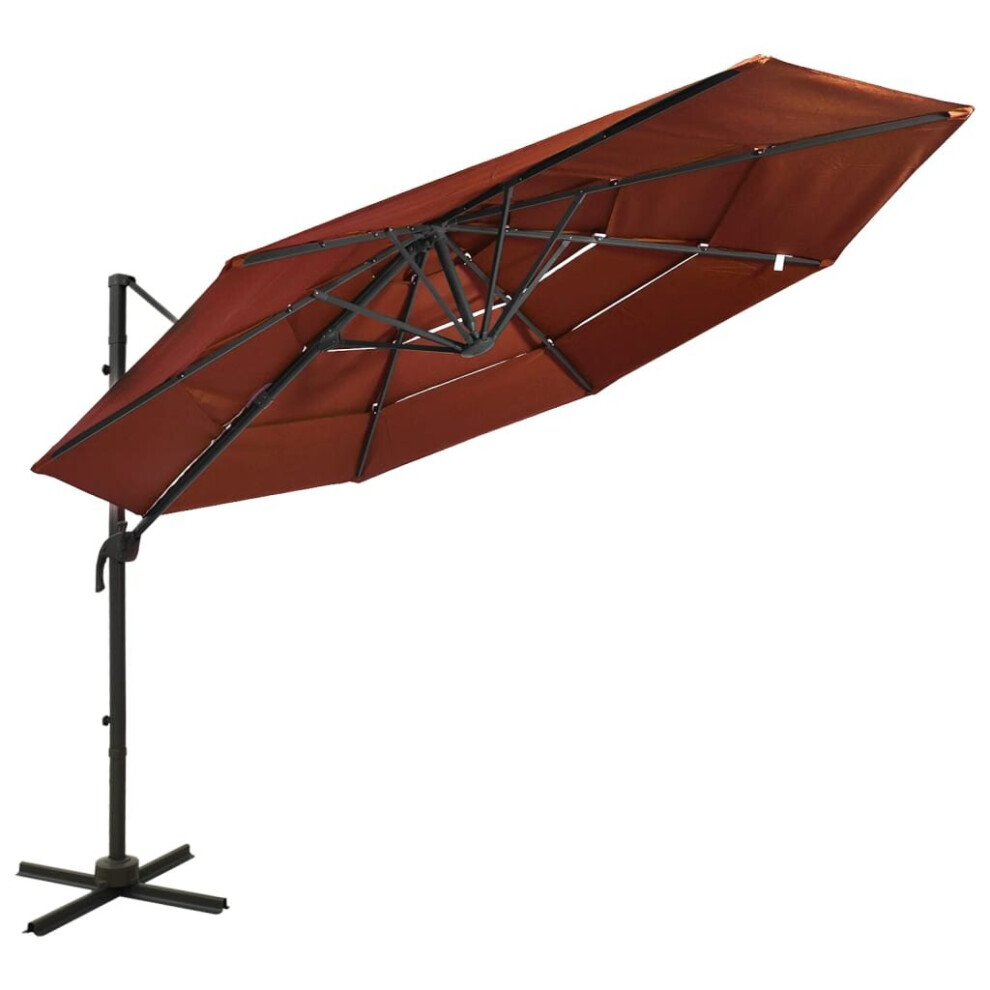 vidaXL 4-Tier Parasol with Aluminium Pole Terracotta 3x3 m Outdoor Umbrella