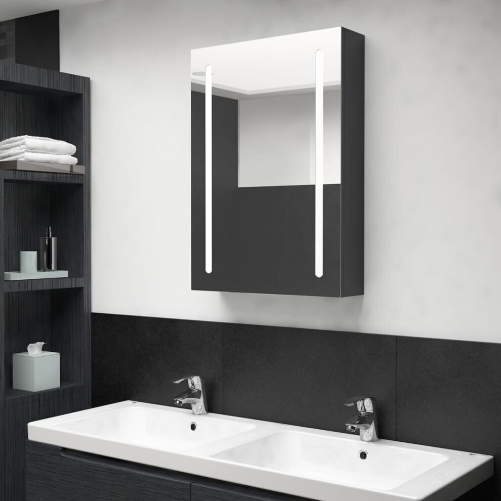 vidaXL LED Bathroom Mirror Shining Black Medicine Cabinet Furniture Vanity