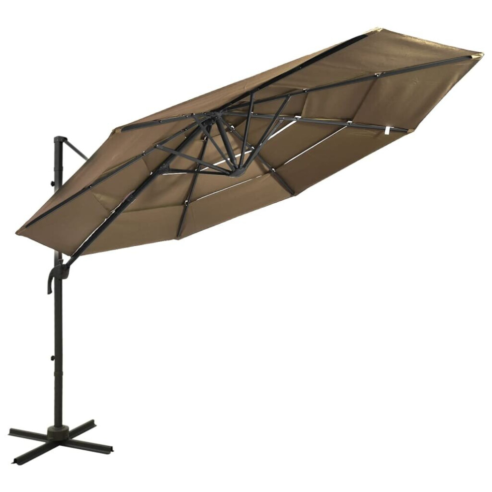 Vidaxl 4-Tier Garden Parasol With Aluminium Pole Canopy Outdoor Umbrella Taupe