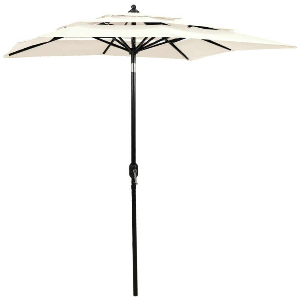 vidaXL 3-Tier Garden Parasol with Aluminium Pole Canopy Outdoor Umbrella Sand