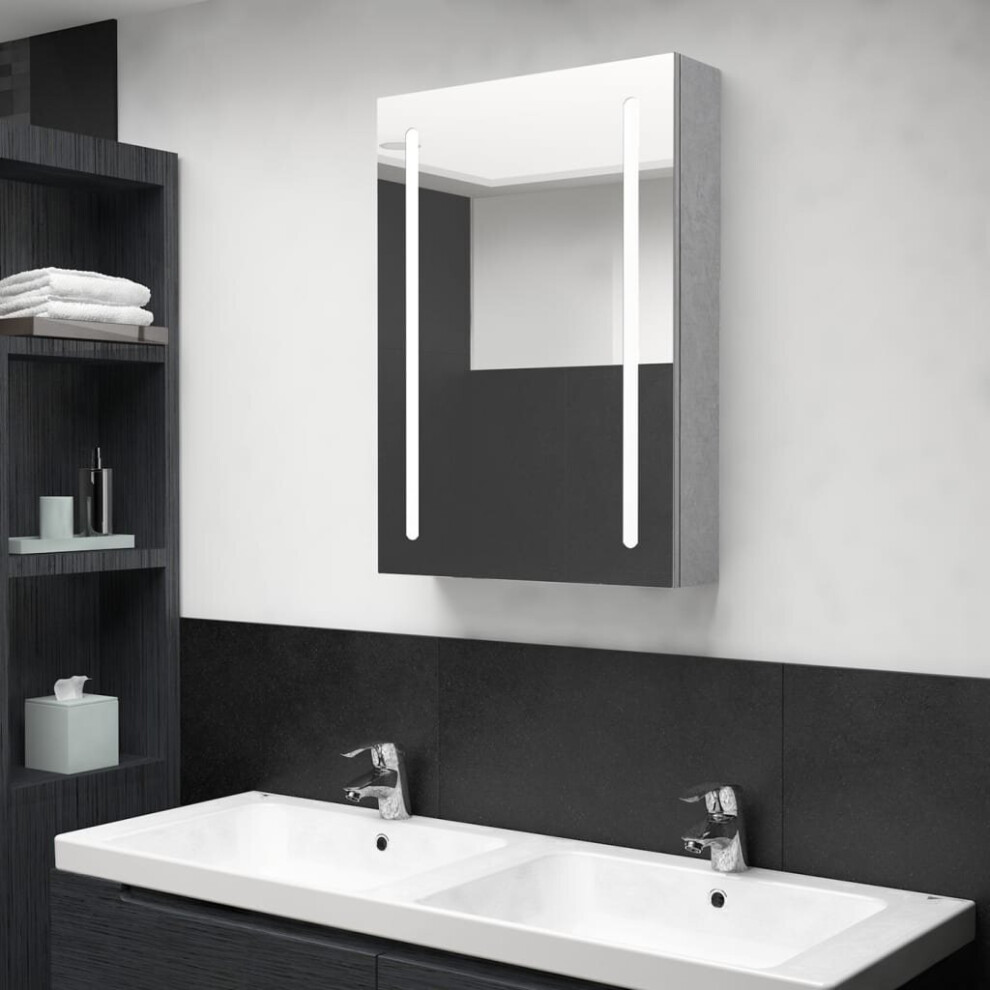 vidaXL LED Bathroom Mirror Concrete Grey Medicine Cabinet Furniture Vanity