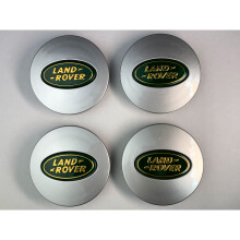 Set of 4 Silver & Green Land Rover alloy wheel caps 63mm