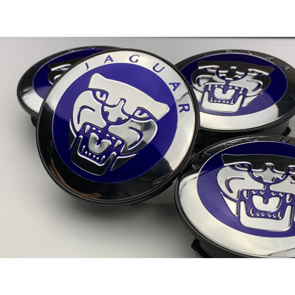 (Blue ) Set of 4 Jaguar alloy wheel centre caps 59mm-image-OPC-P889HJ7-NEW