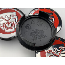 (Red) Set of 4 Jaguar alloy wheel centre caps 59mm