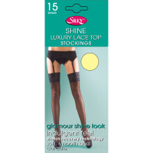 (Medium (5ft-5ft8”), Cream) Silky Womens/Ladies Shine Lace Stockings (1 Pair)