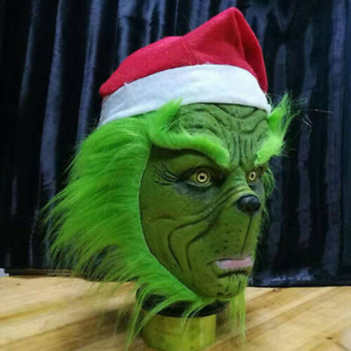 Grinch Latex μάσκα Πώς ο Grinch έκλεψε Horror Helmet Χριστούγεννα Cosplay 2